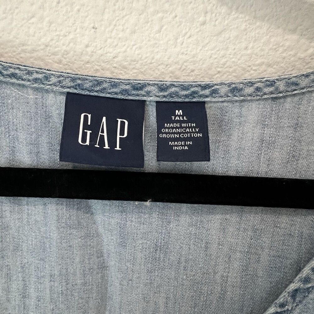 Gap Women’s 100% Cotton Denim Tiered Dress with Washwell Blue M Tall Western - Picture 2 of 8
